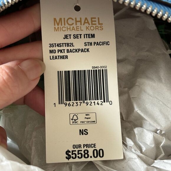 Michael Kors Jet Set Medium PVC Fashion Pocket Function Backpack Bag Blue $558 - Picture 4 of 10